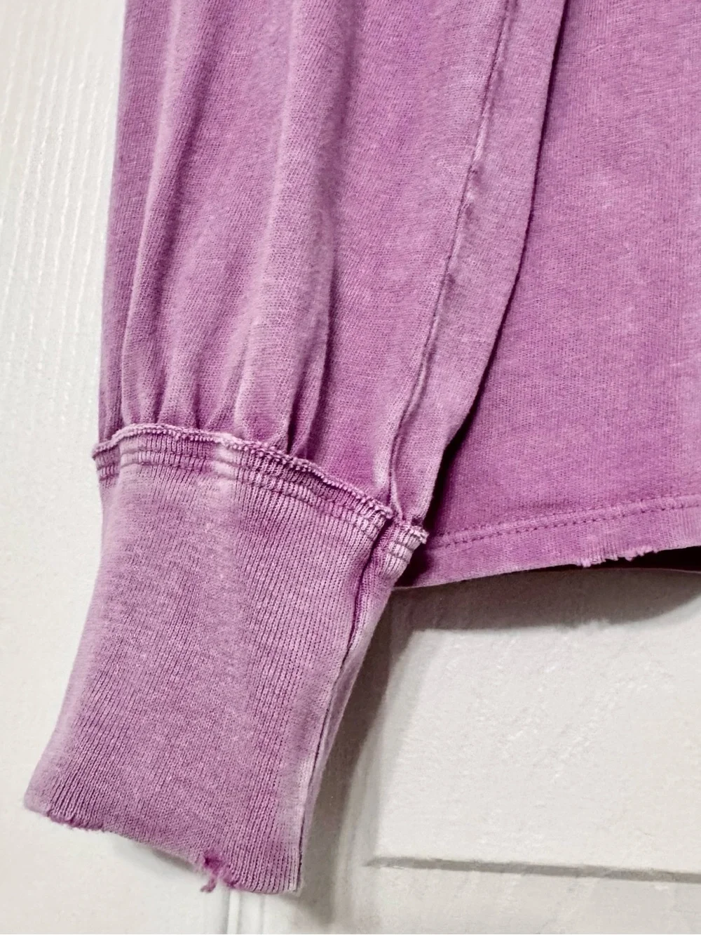 Free People We the Free Fade Into You Tee Cotton Pocket Long Sleeve Purple Pink